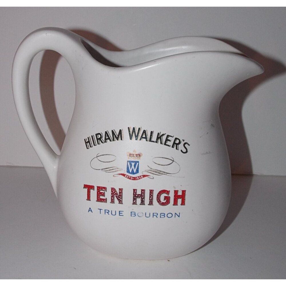McCoy Pottery Hiram Walker Pitcher 7in Ten High True Bourbon Vintage Barware